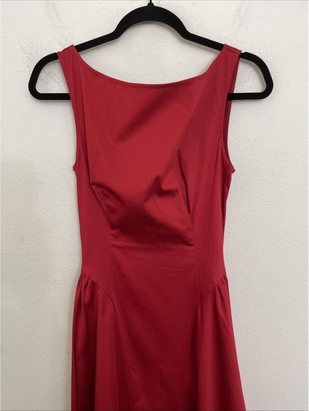 NWT Helsa Stretch Organic Cotton Sateen Midi Dress in Red  SIZE S $298msrp - Picture 9 of 13